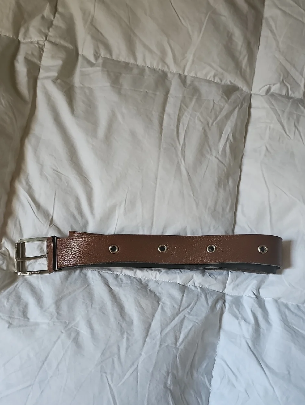 Belt By Burberry Brown Leather with Silver Hardware - Picture 2 of 5